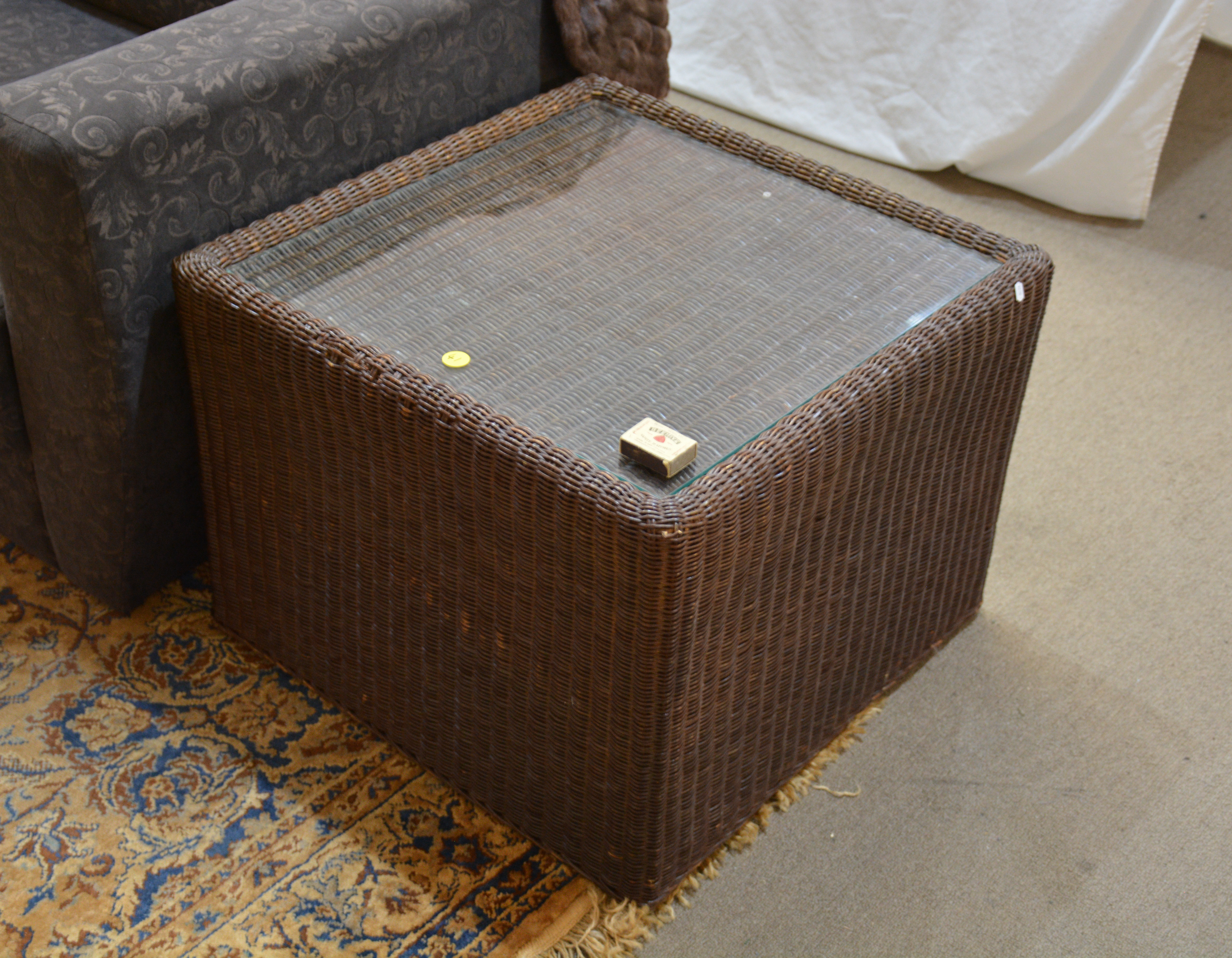 Pair of Glass Topped Sea Grass Side Tables — sold at auction in New Zealand for $15