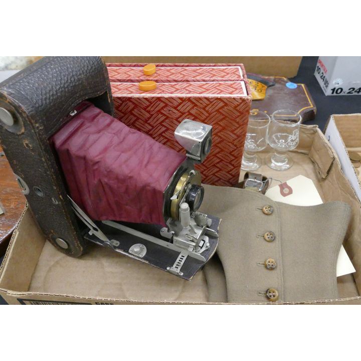 Box Vintage Folding Camera etc.