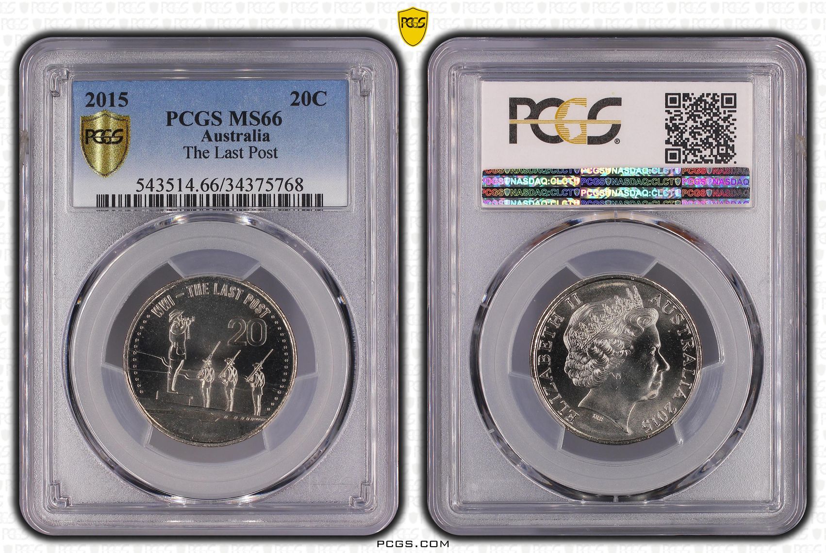 The Last Post , Twenty Cent, 2015, PCGS MS66