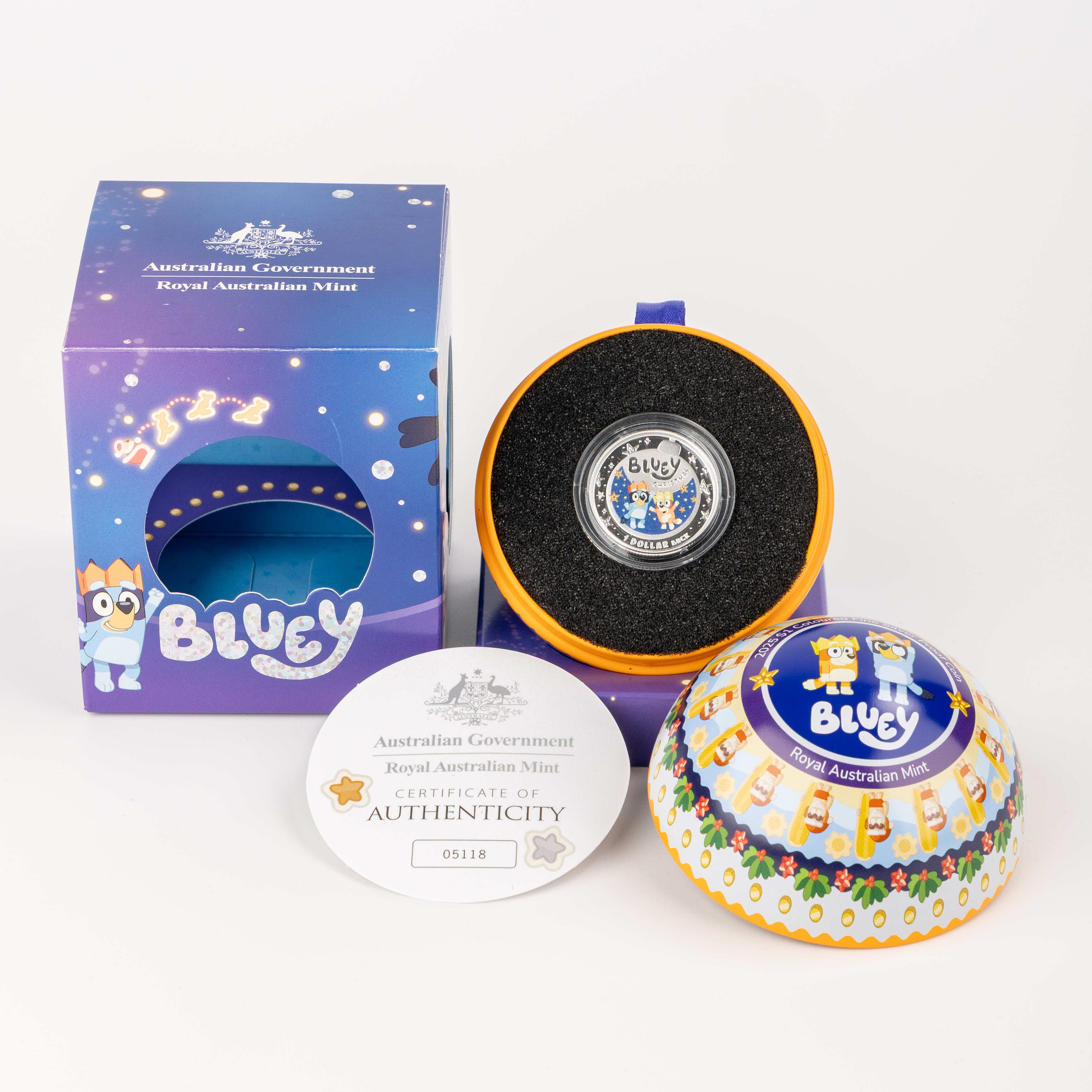 Bluey Christmas Silver Proof Coin, One Dollar, 2025