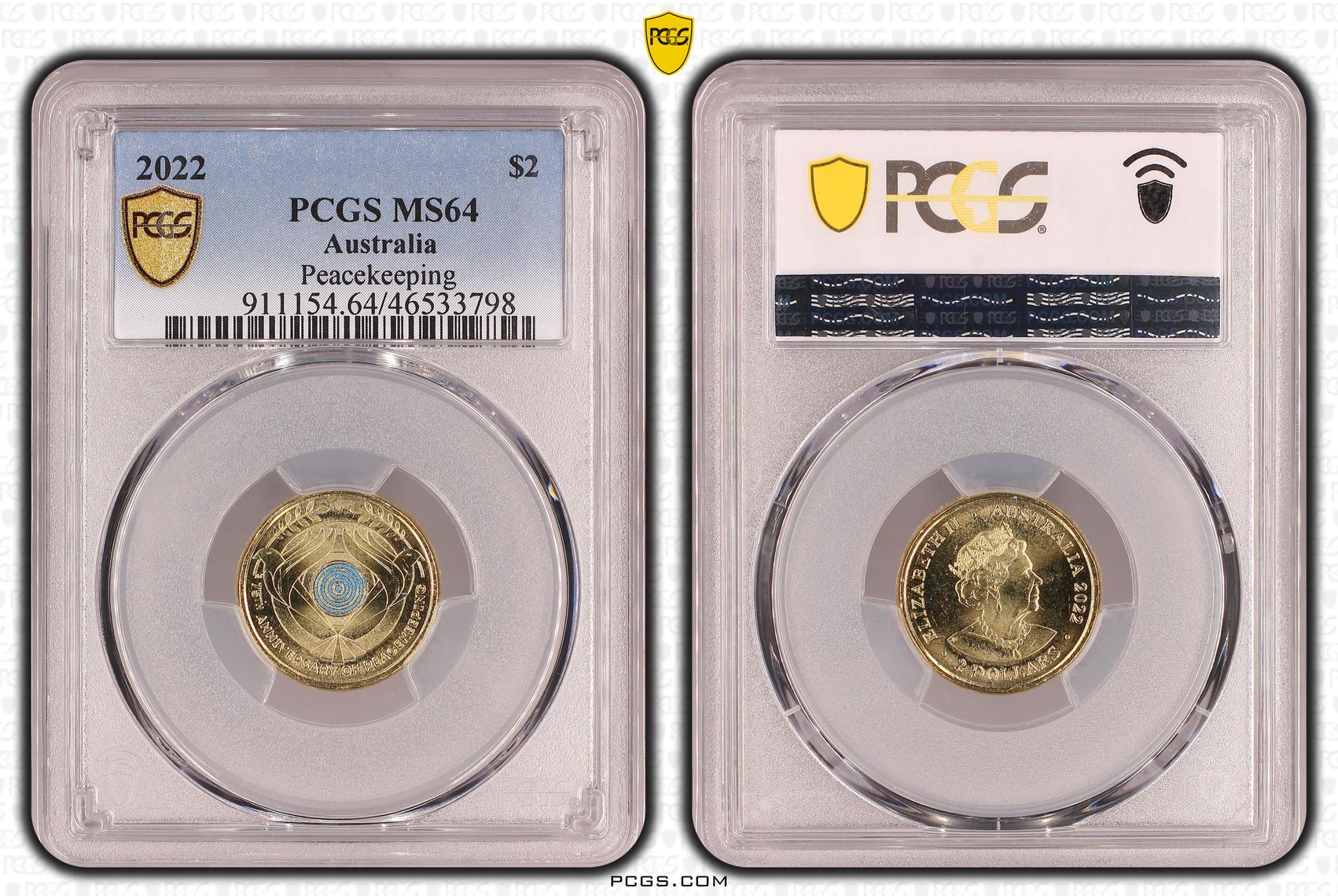 Elizabeth II, Peacekeeping - Colorized , Two Dollar, 2022, PCGS MS64