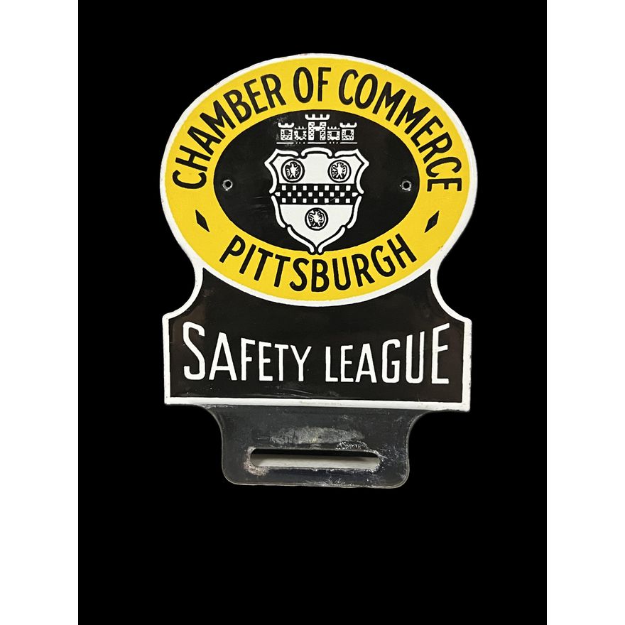 Chamber Commerce Pittsburgh Safety League Porcelain License Topper