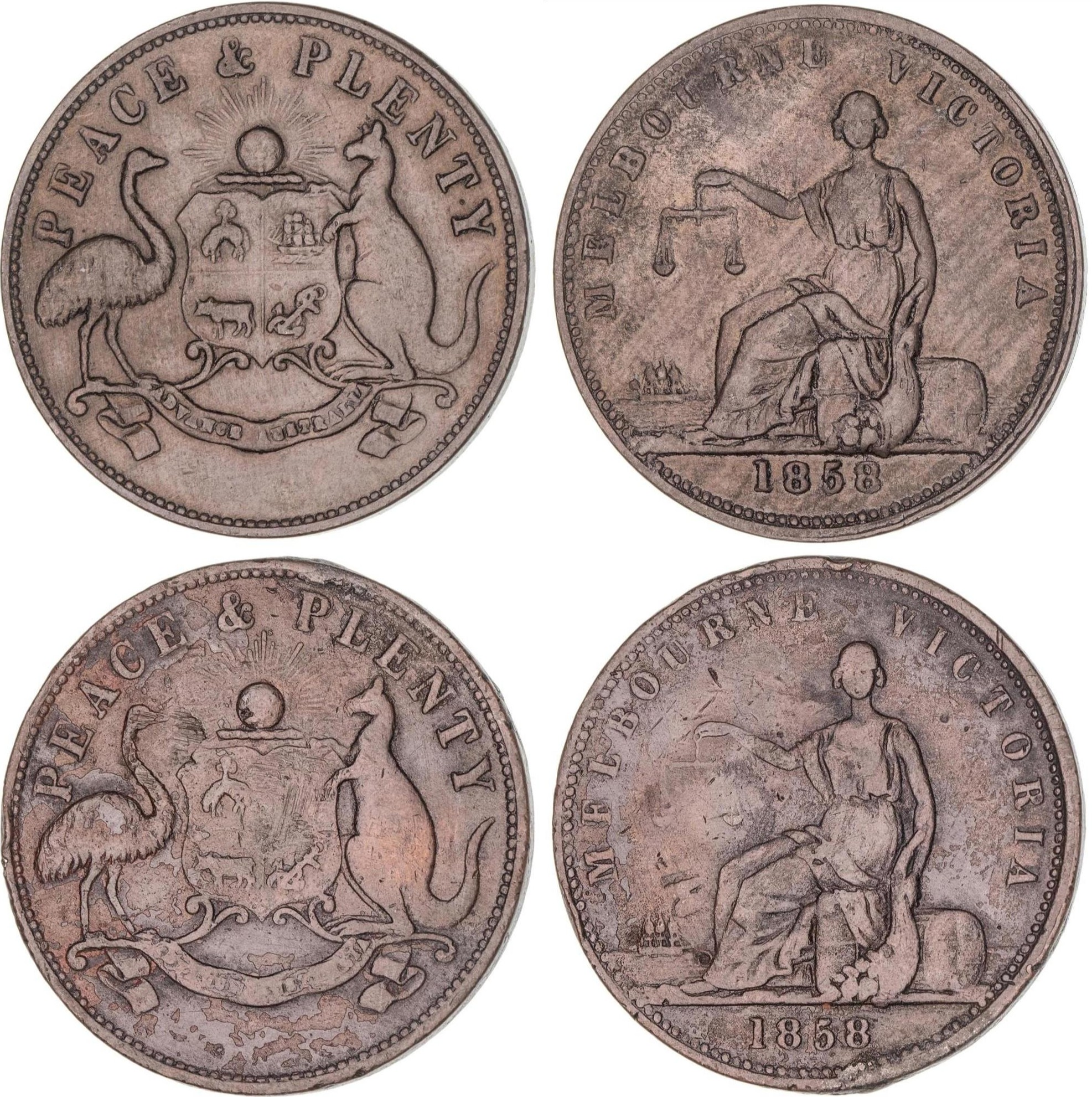 Peace & Plenty, Penny, 1858, aVF