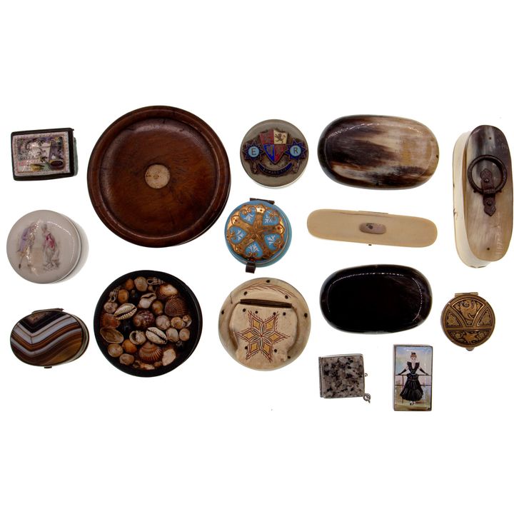 Horn, Porcelain, Wood and Metal Boxes, 1800s - 1900s,
