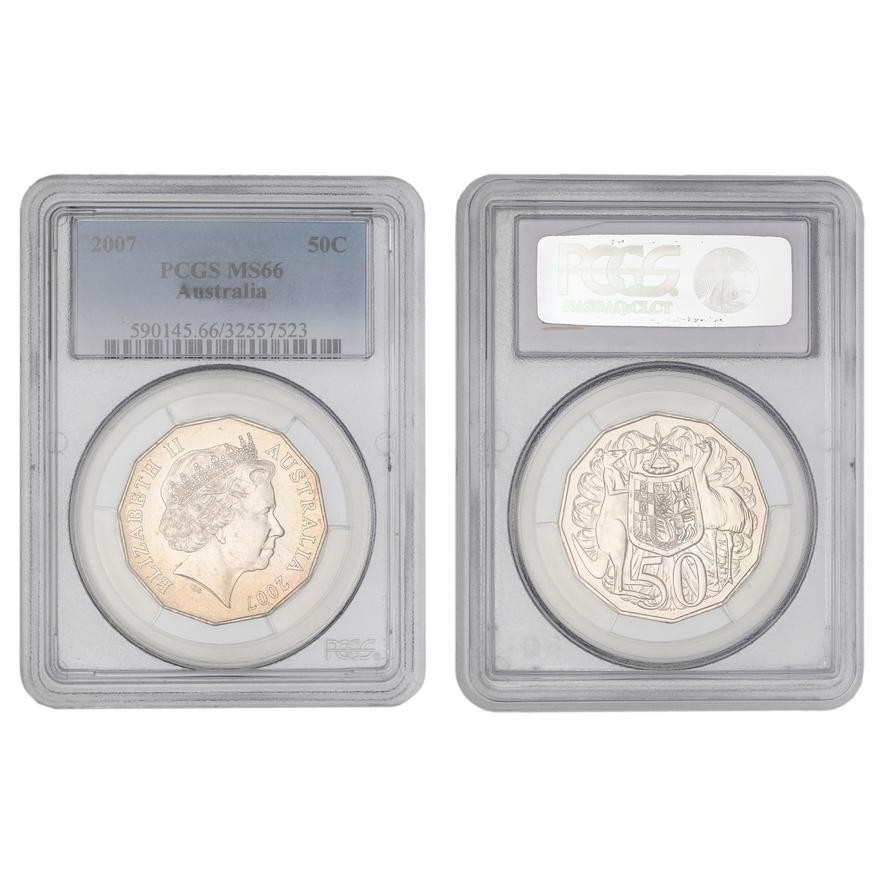 Elizabeth II, , Fifty Cent, 2007, PCGS MS66