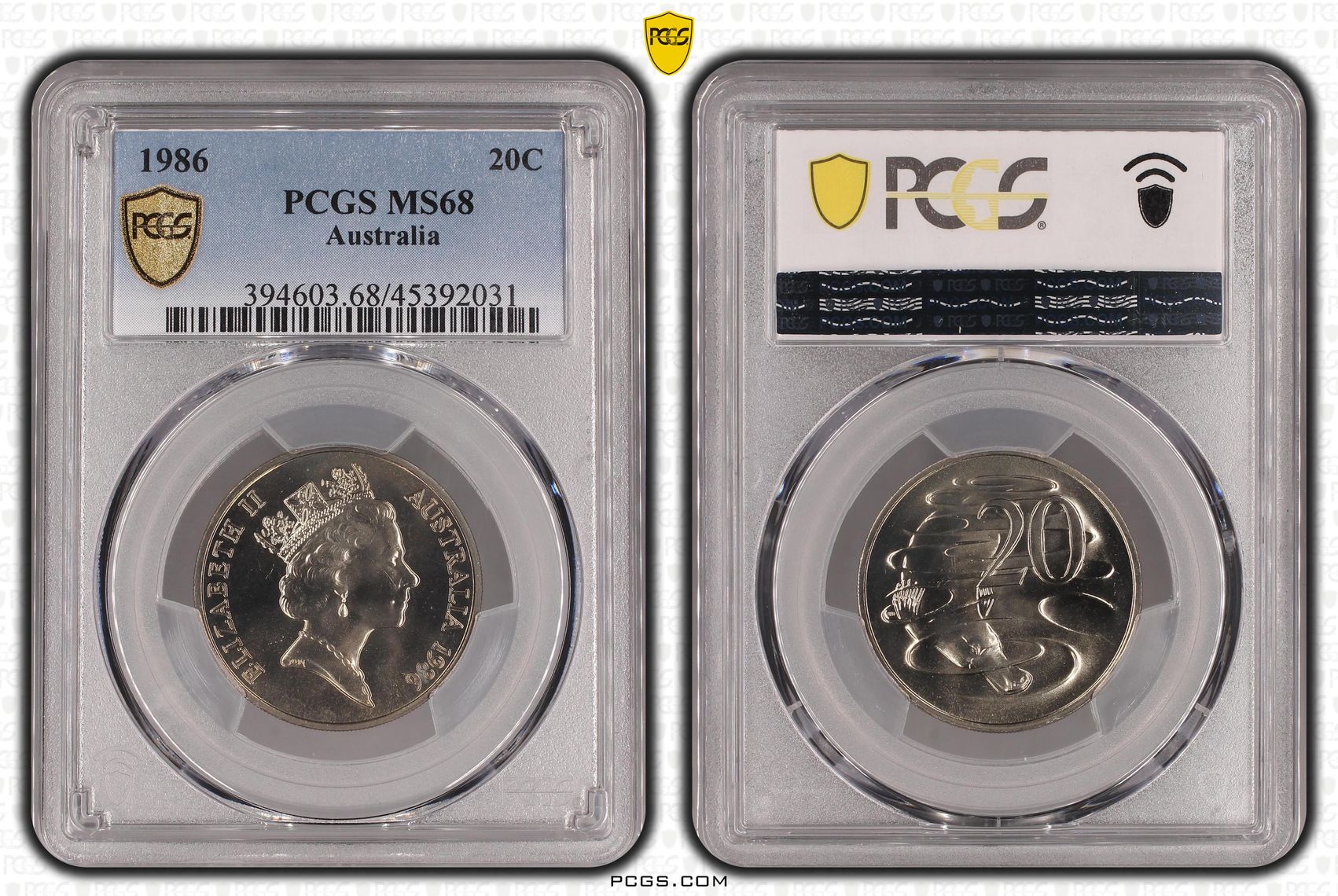 Twenty Cent, 1986, PCGS MS68