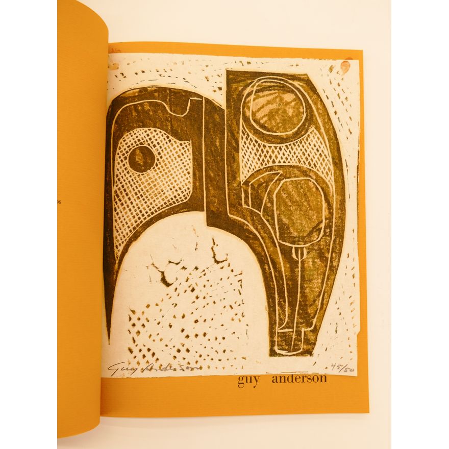 Guy Anderson Green/Brown Abstract Woodcut 9.5''x8''