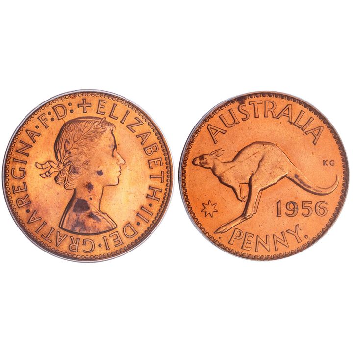 Elizabeth II, Penny, 1956-Y., PCGS PR 62RB