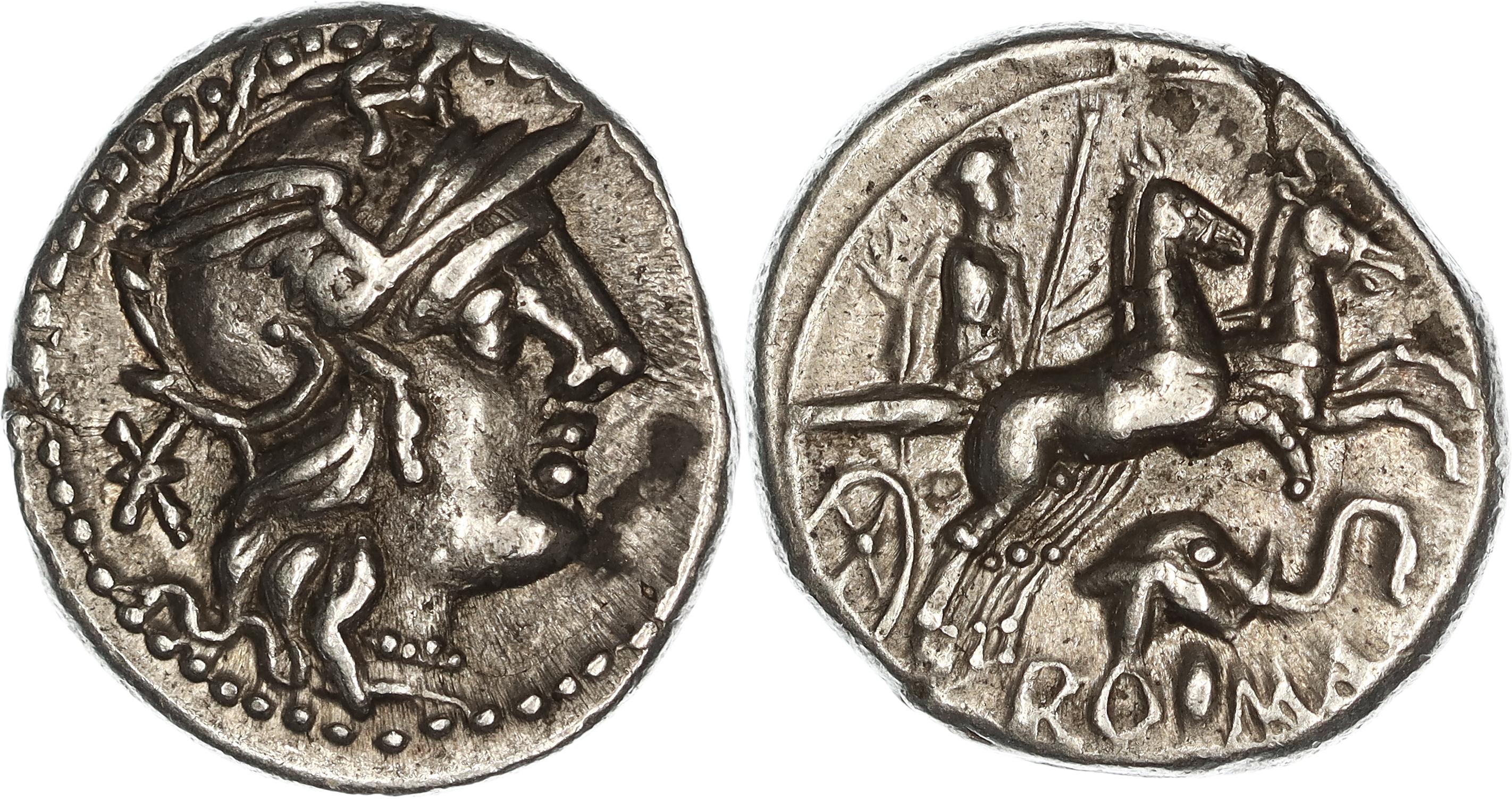 Roman Republic, L. Caecilius Metellus Diadematus, Silver Denarius, 128 BC, gVF