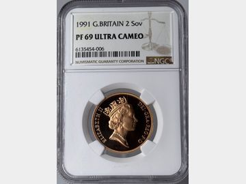 1991 ELIZABETH II PROOF GOLD 2 POUND PF69 UCAM