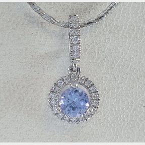9CTWHITE GOLD PENDANT WITH 0.10CT TANZANITE & 0.08CT DIAMONDS - 51929/3386