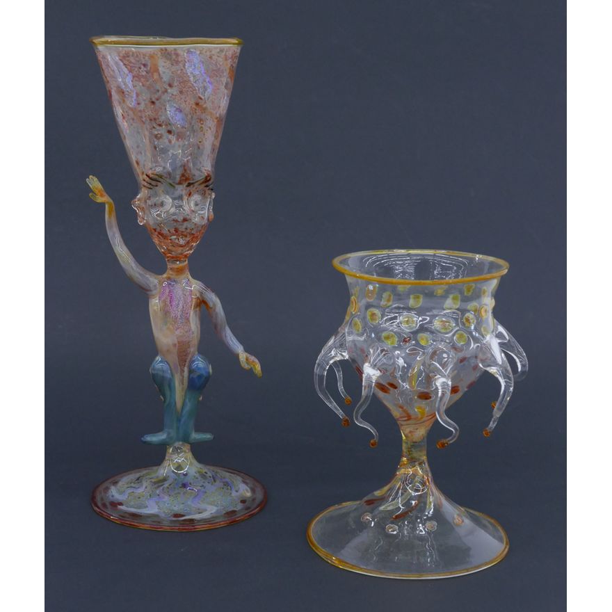 2pc Brian Kerkvliet ''Pilchuck Goblets'' Glass