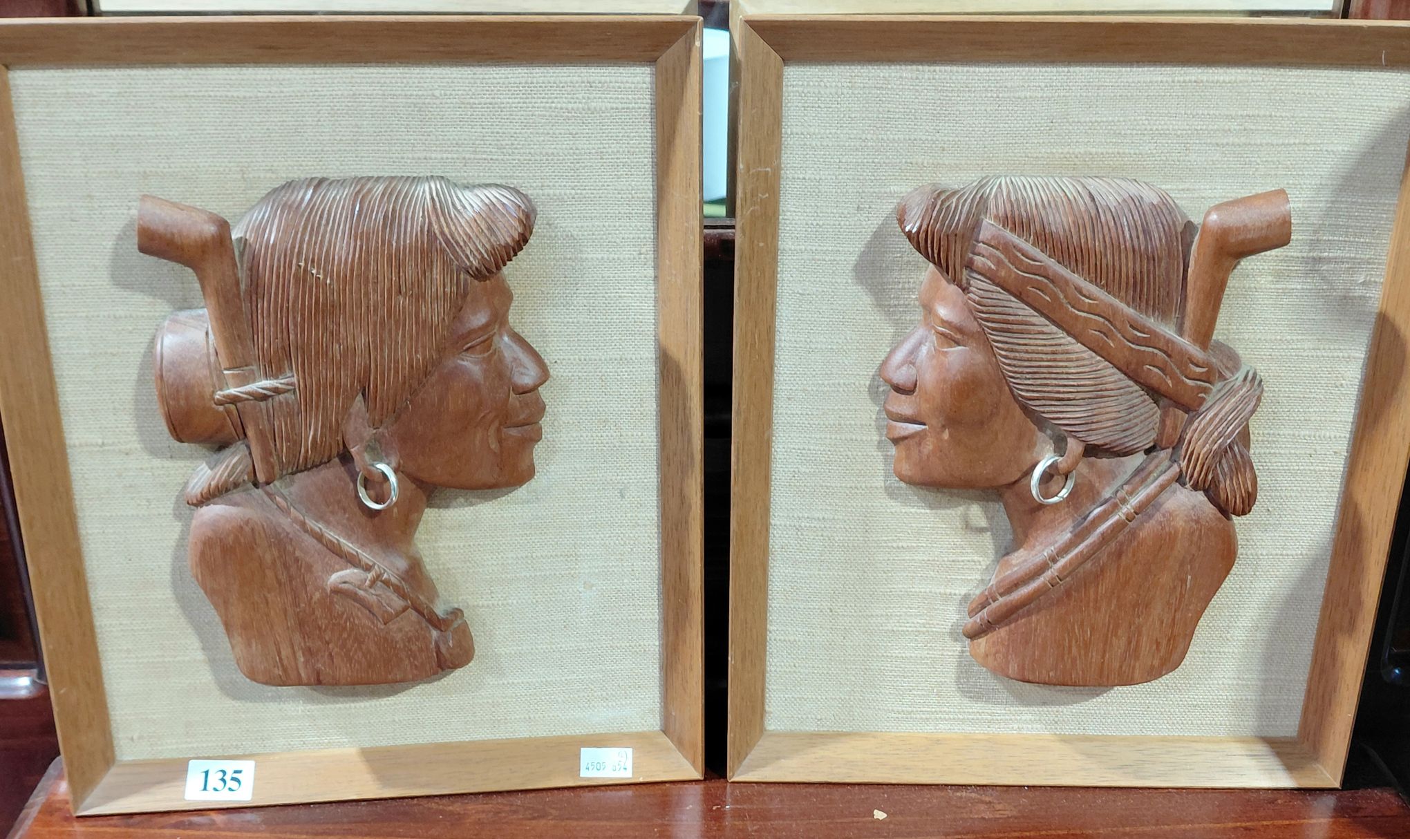 135 · 2 WOODEN PLAQUES