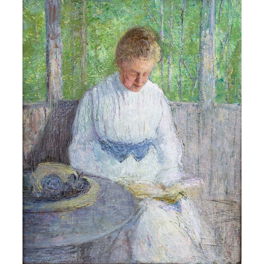 Julian Alden Weir (1852-1919), Woman in White Reading (Mrs. Weir)