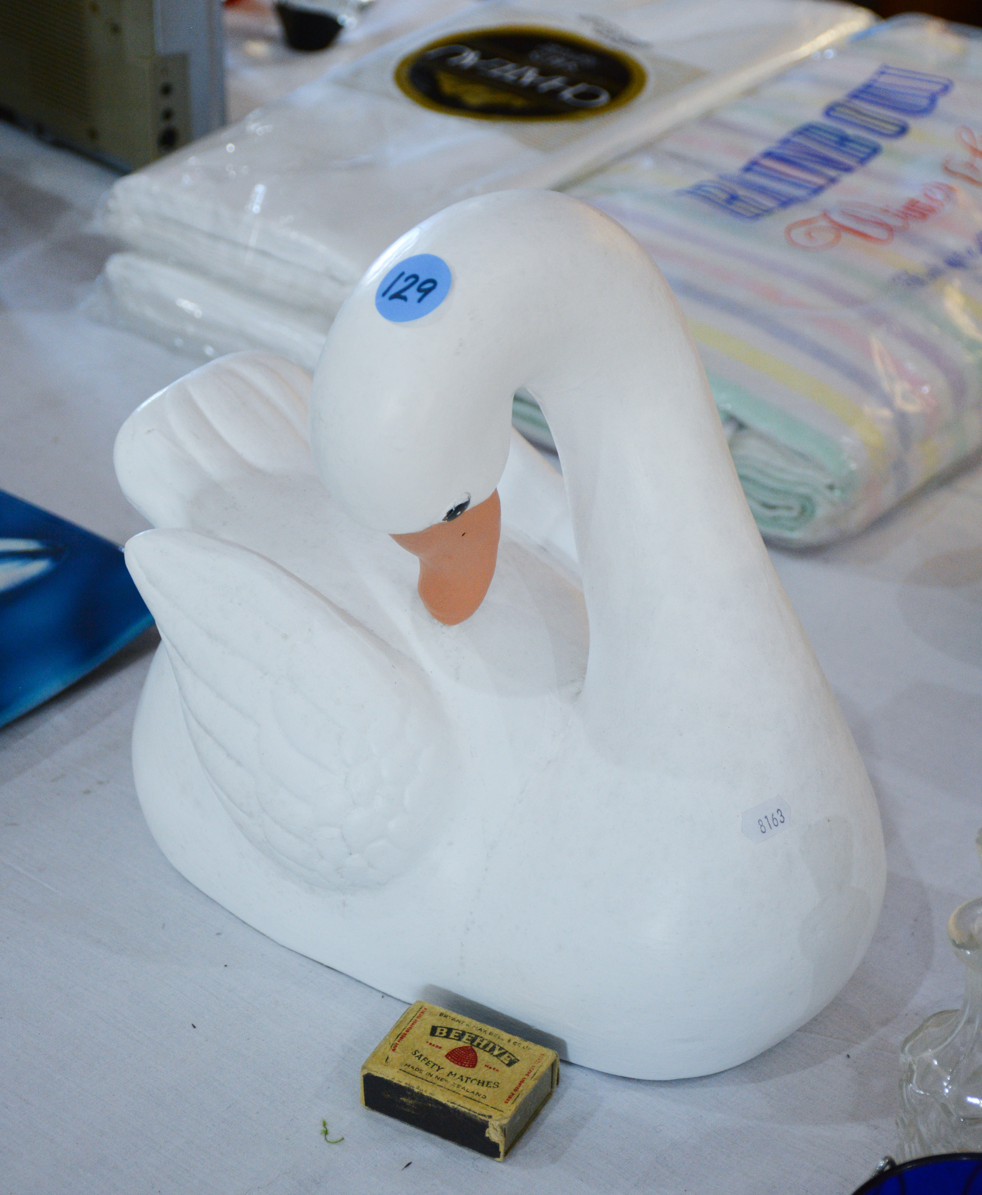 Large Painted Resin Swan — sold at auction in New Zealand for $5