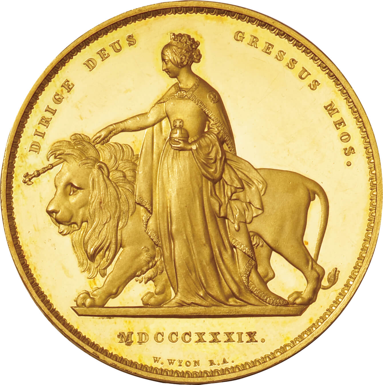 英国-GB. 1839. Victoria Una and the Lion. ヴィクトリア女王若き 