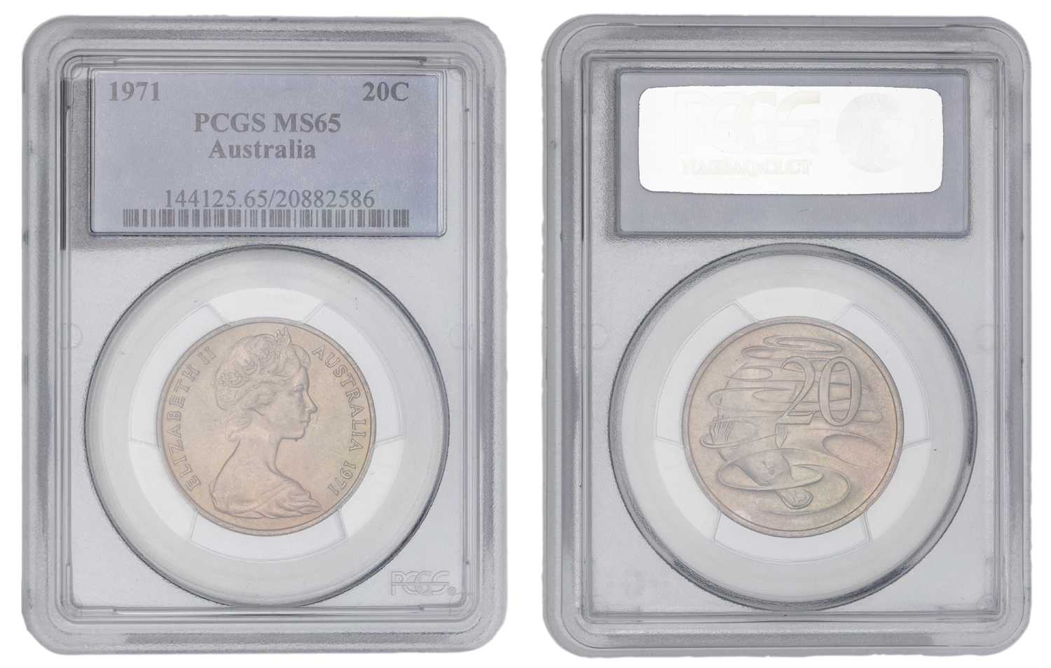Elizabeth II, Twenty Cent, 1971, PCGS MS65