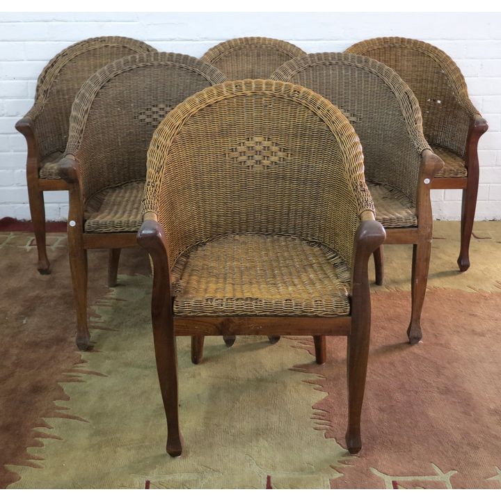 SET OF 6 WICKER ARMCHAIRS