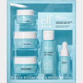 E.L.F. SKIN HYDRATED EVER AFTER SKINCARE MINI KIT, CLEANSER, MAKEUP REMOVER, MOISTURISER & EYE CREAM FOR HYDRATING SKIN, AIRPLANE-