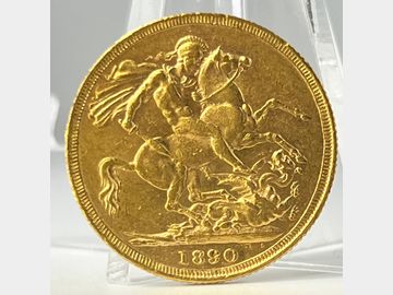 1890 VICTORIA LONDON MINT JUBILEE HEAD GOLD SOVEREIGN
