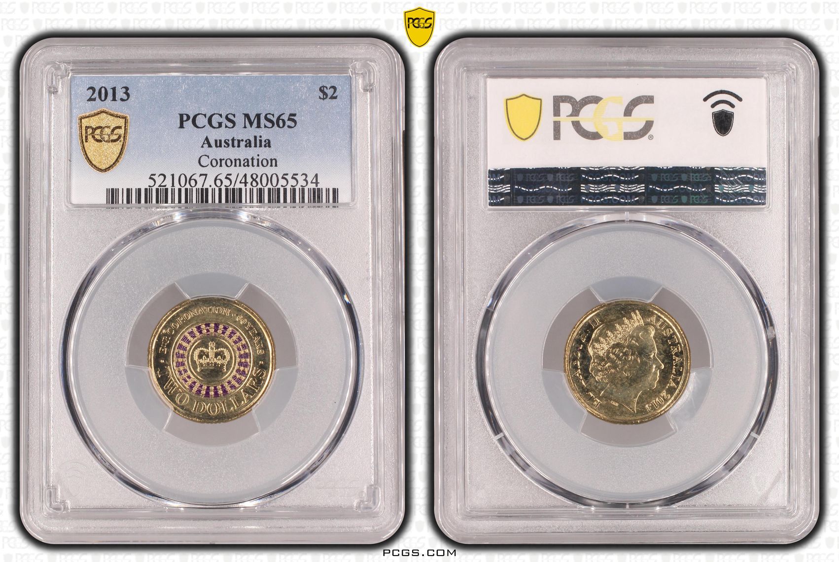 Elizabeth II, Coronation Colorized, Two Dollar, 2013, PCGS MS65