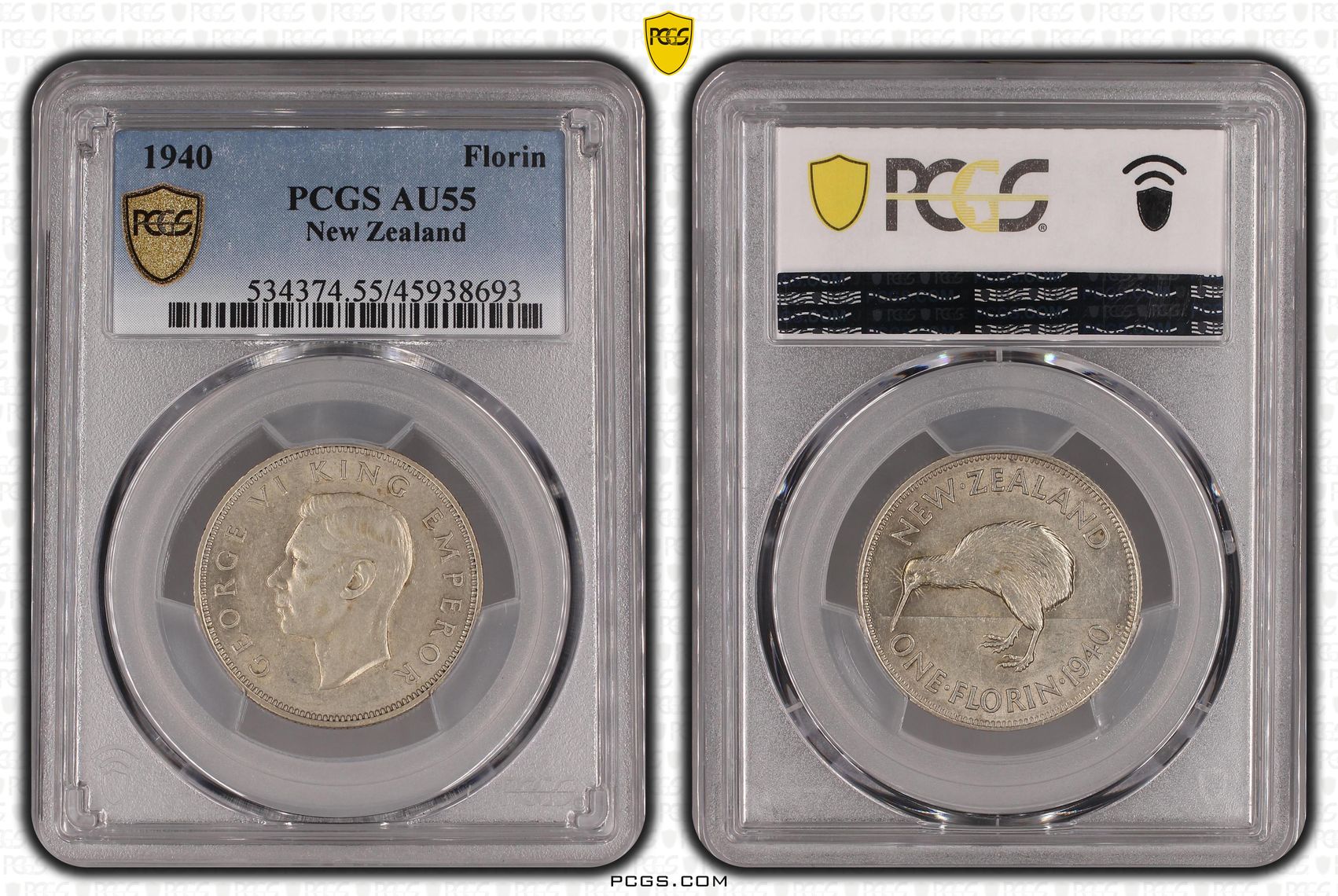1940 New Zealand Florin Silver PCGS - AU55 -693