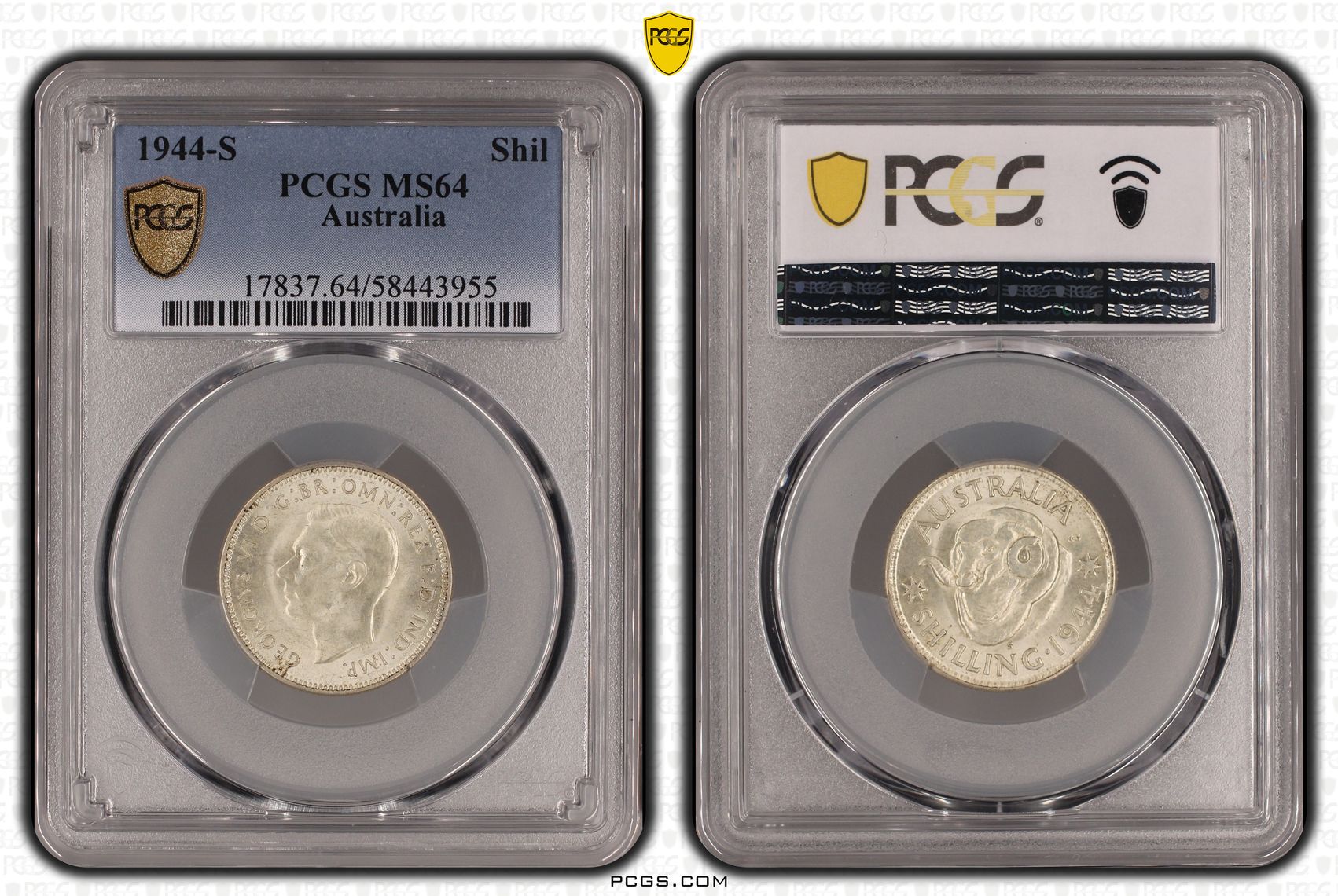 Shilling, 1944-S, PCGS MS64