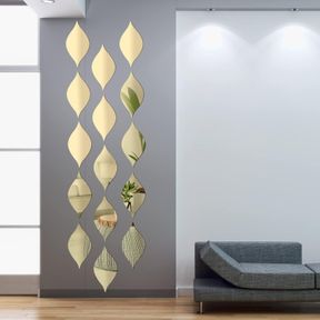 AMYHILL 15 PACK TEARDOP MIRROR STICKERS WALL DECOR WAVY MIRROR WALL STICKERS REMOVABLE ACRYLIC 3D DIY DECALS ART FOR LIVING ROOM B