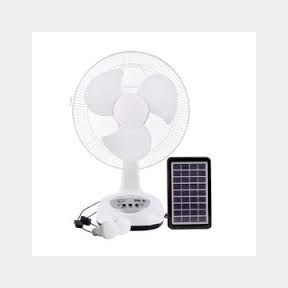 12 inch Rechargeable Fan With 2 LED Lights Solar or AC/DC | USED