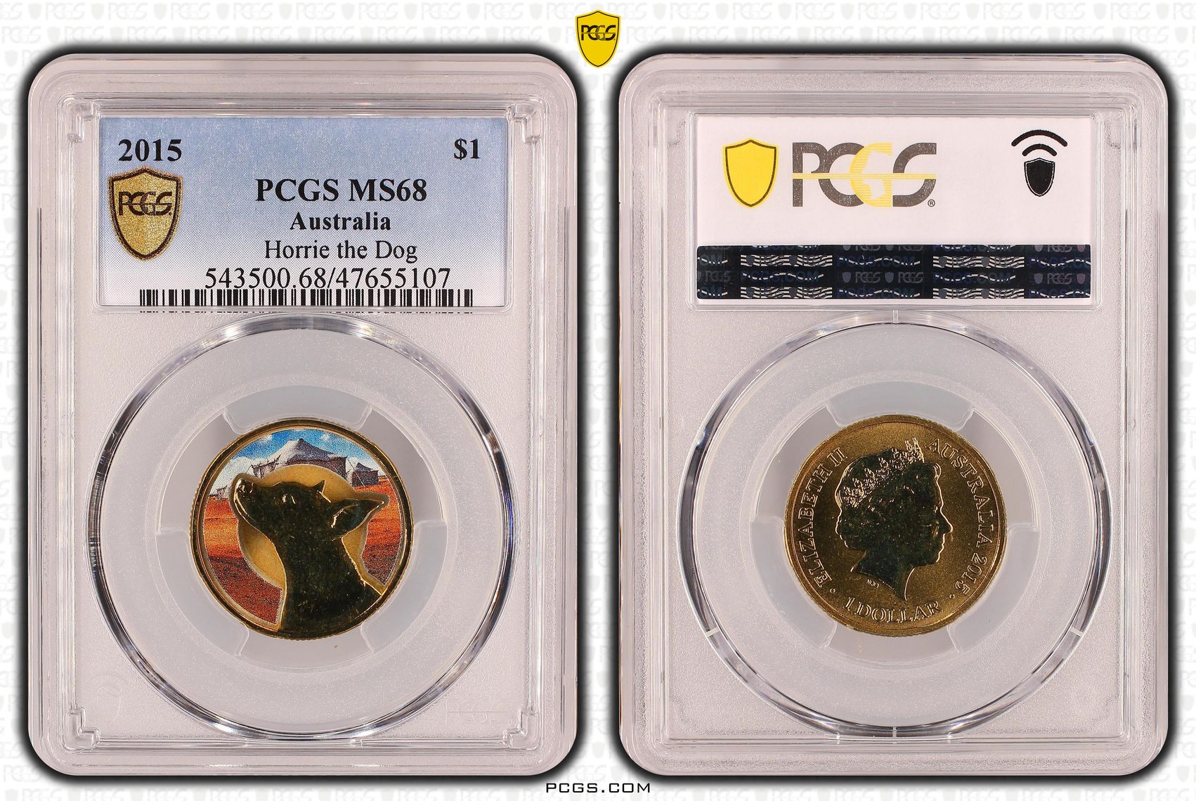 Elizabeth II, Horrie the Dog, One Dollar, 2015, PCGS MS68