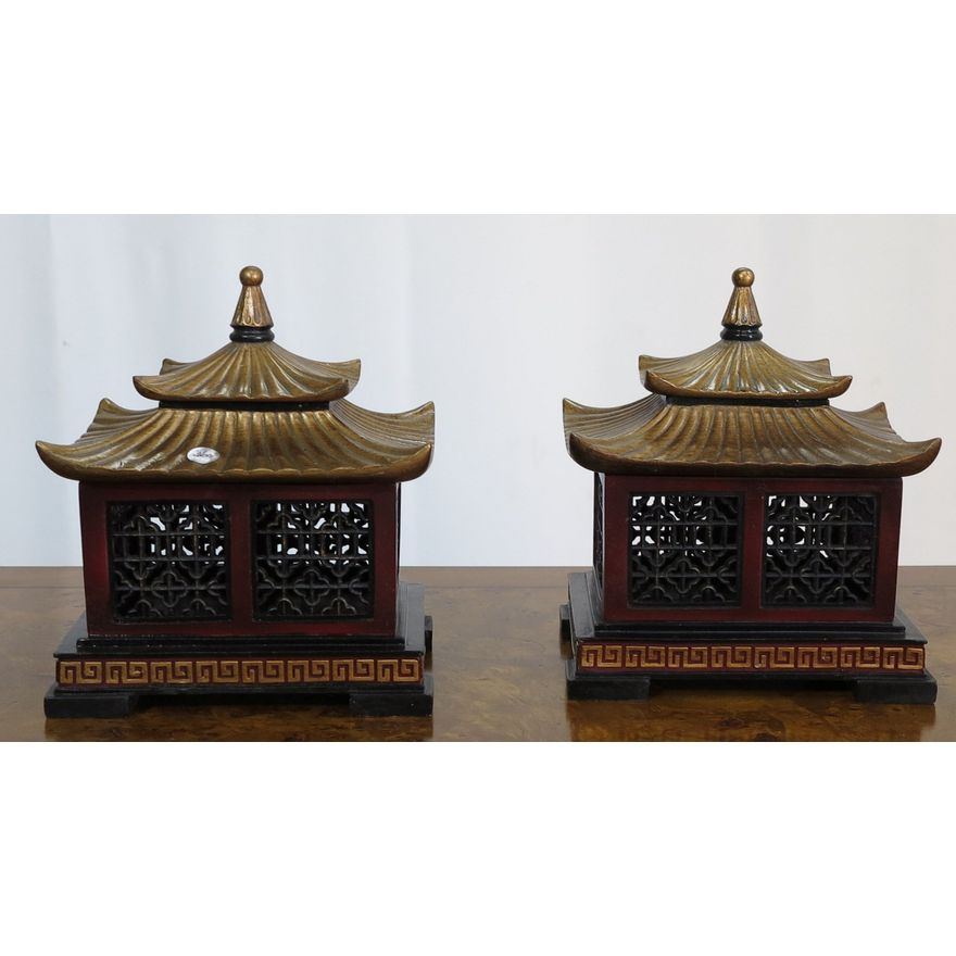 PAIR OF ORIENTAL PAGODA BOXES