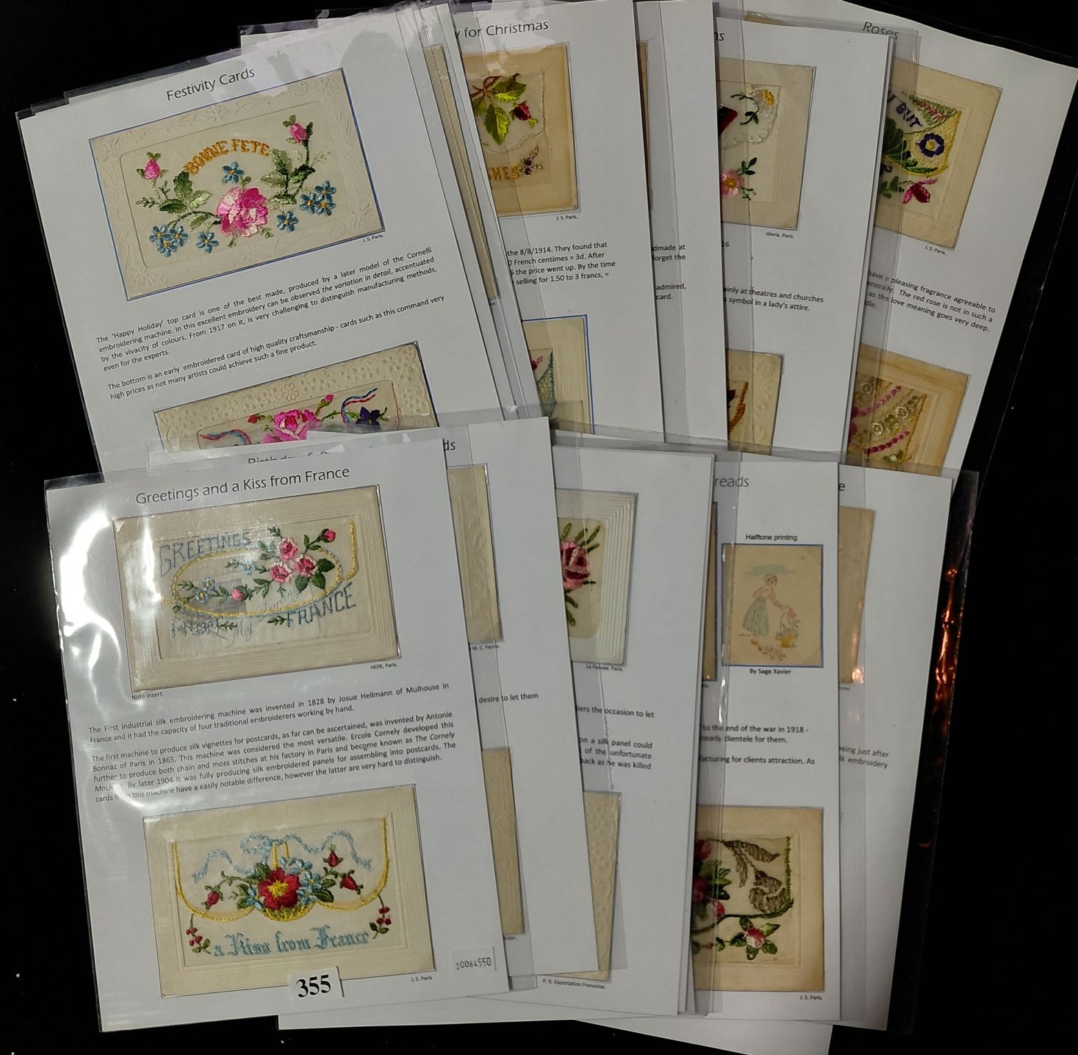 355 · SILK POSTCARDS - GREETING