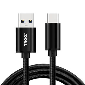 TROO Certified Fast Charge 30W USB To Type-C Braided Cable Black 1 m|