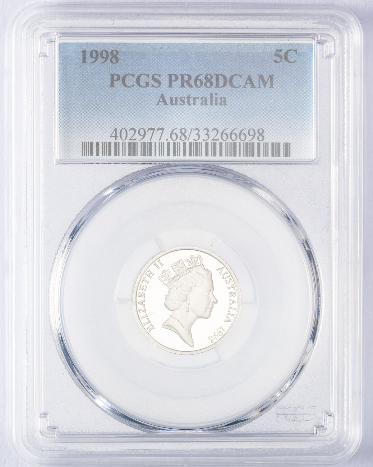 Elizabeth II, Five Cent, 1998, PCGS PR68DCAM