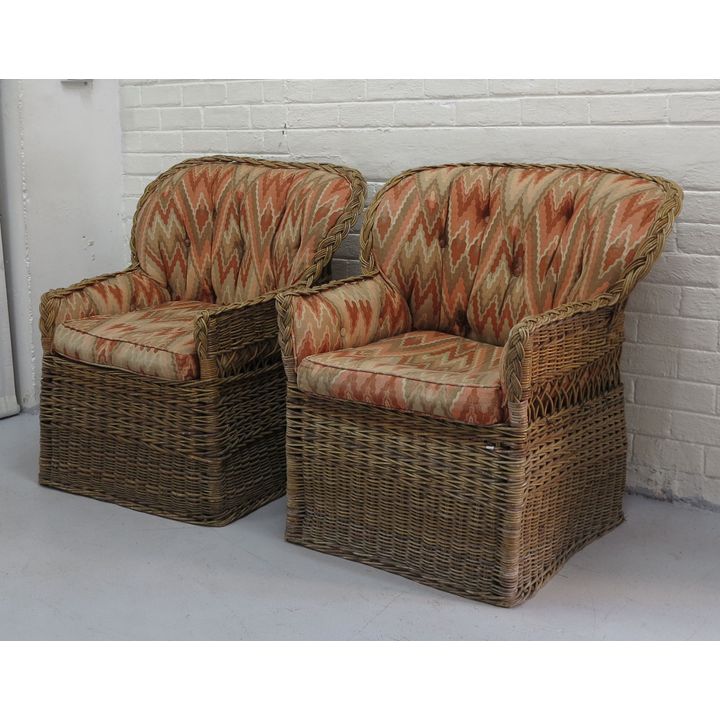 PAIR OF WICKER ARMCHAIRS
