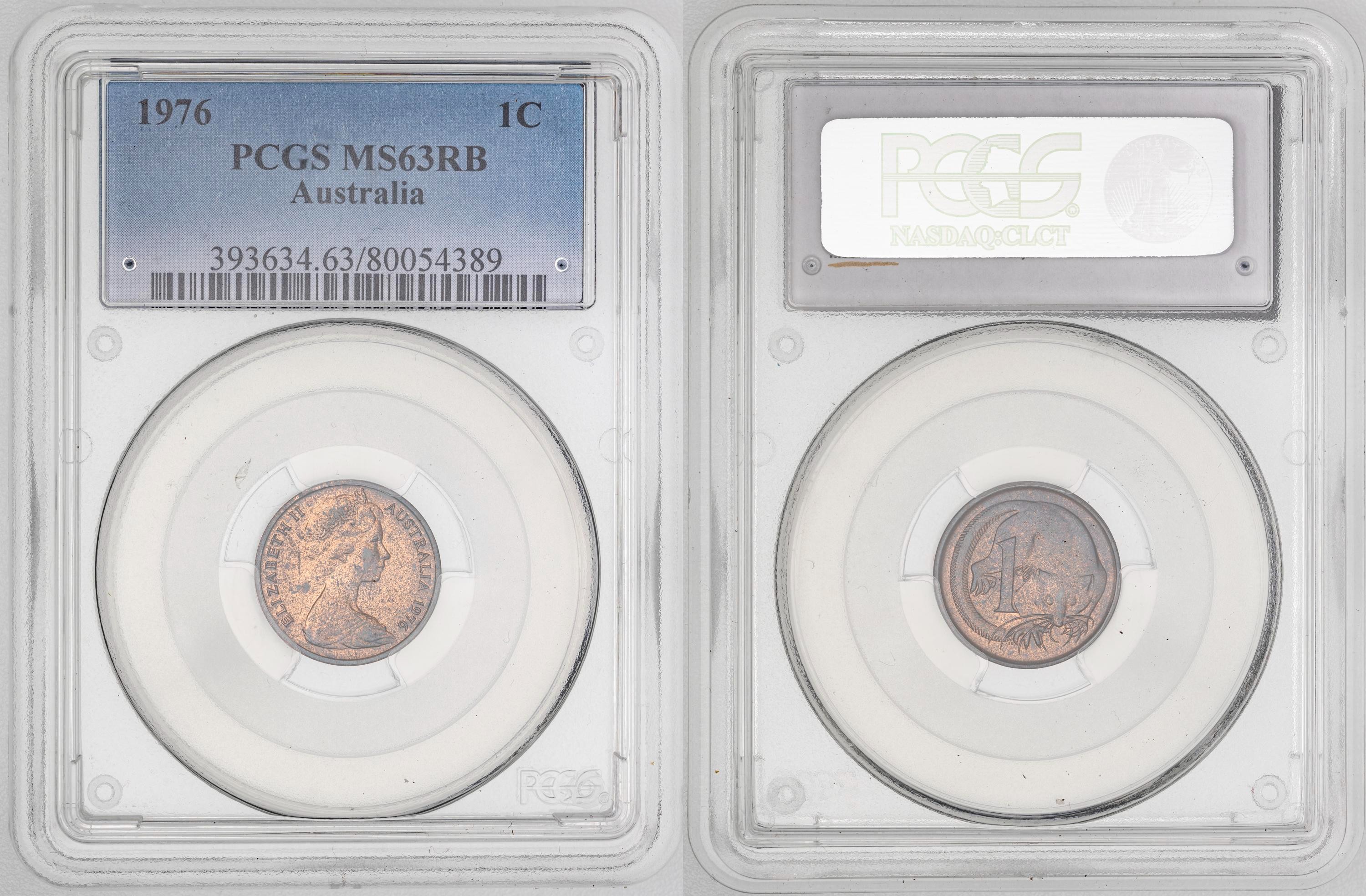 63 · Elizabeth II,  , One Cent, 1976, PCGS MS63RB