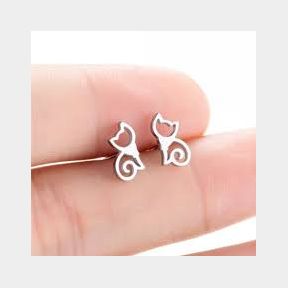 POU Cute Cat Earrings Stainless Steel Set for Women Girls - - 51743/2372 SN B3 (S7)