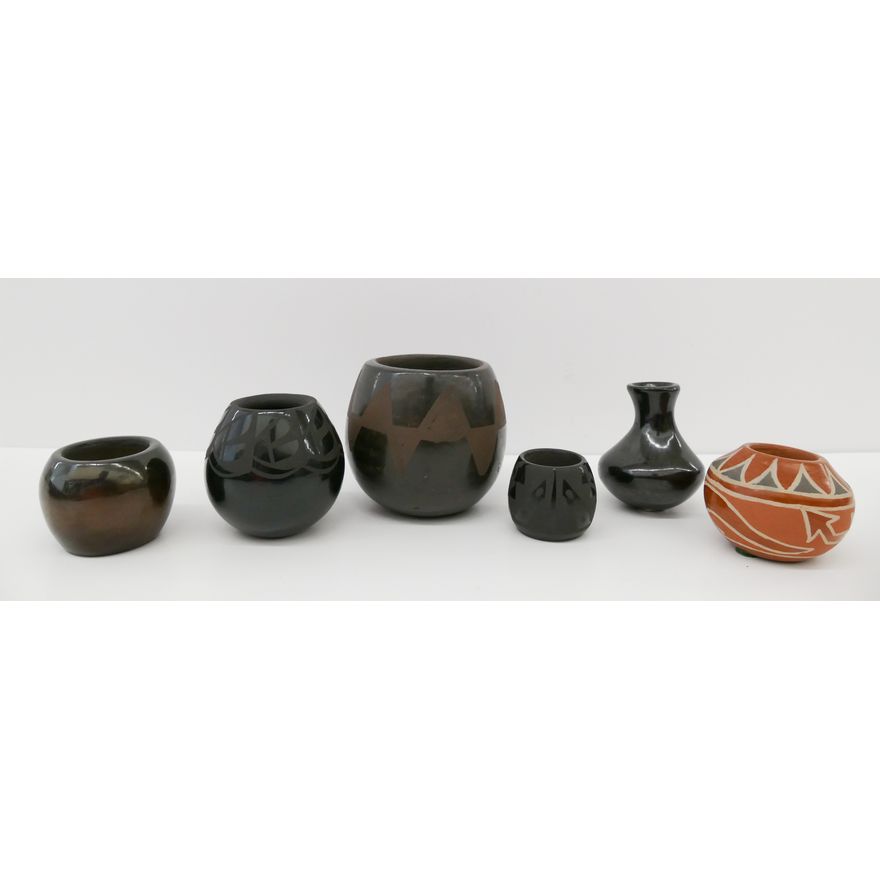 Box 6pc Miniature SW Blackware Pots- 1'' to 2.5''