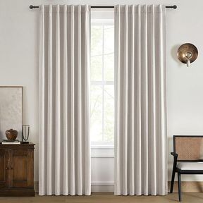 100% Blackout Curtains 84 Inch Length 2 Linen Blend Ivory 7ft Long Hook Belt Pleated/Back Tab