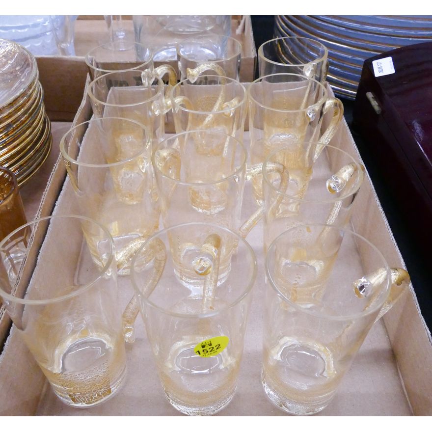 Set 12pc Murano Gold Aventurine Latte Cups- 4.5''