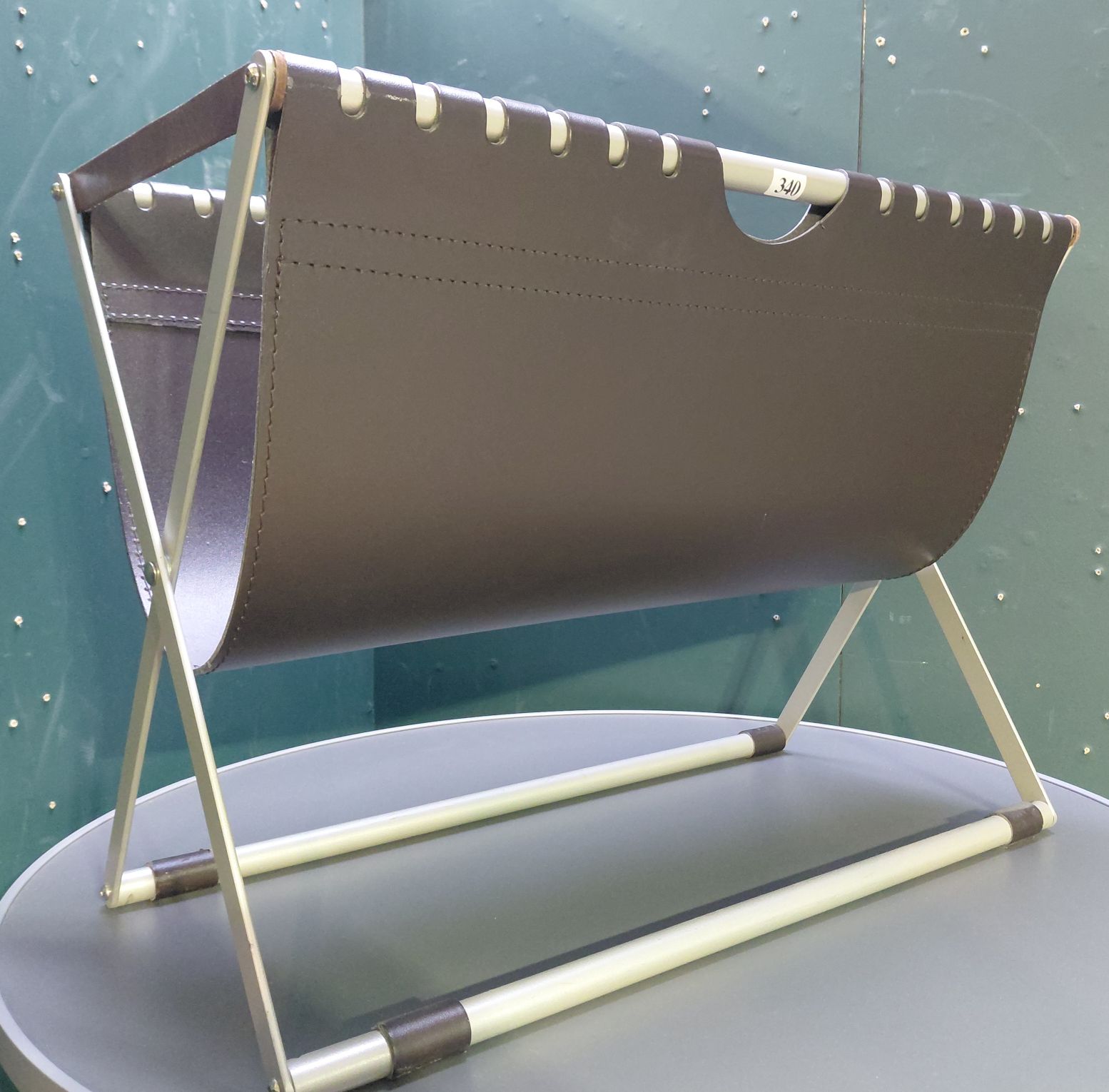 340 · LEATHER MAGAZINE STAND