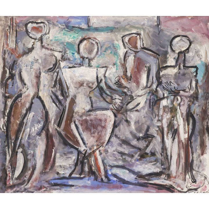Walter Isaacs ''The Family'' 1963 Oil on Masonite