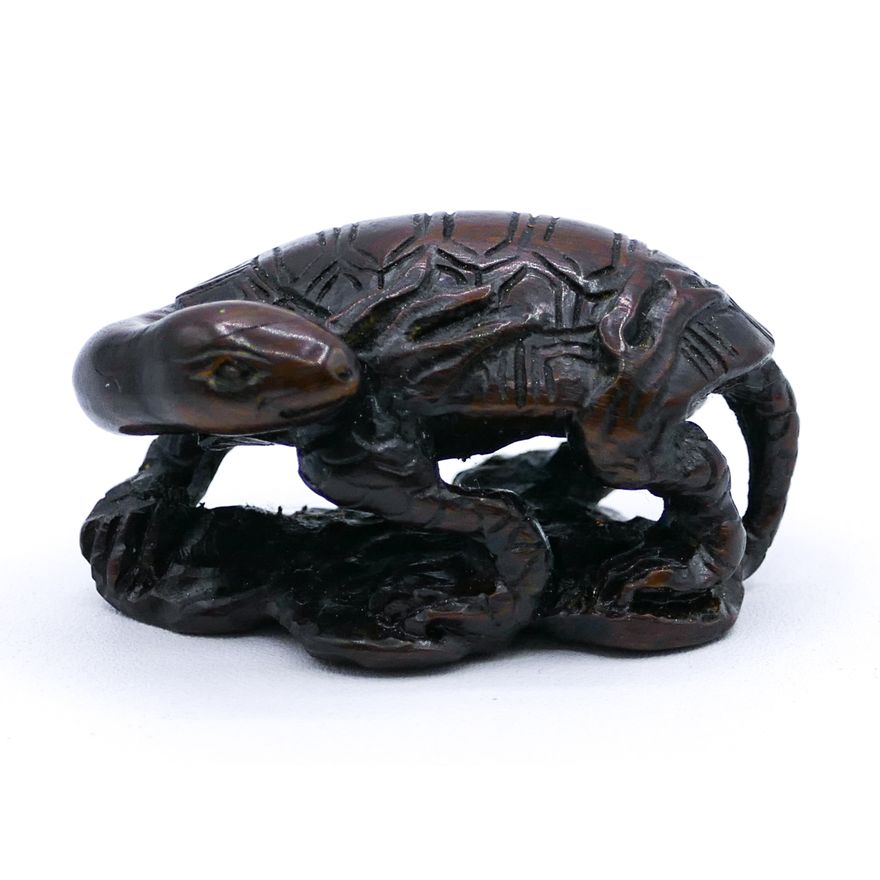 Old Japanese Boxwood Turtle Netsuke - Signed