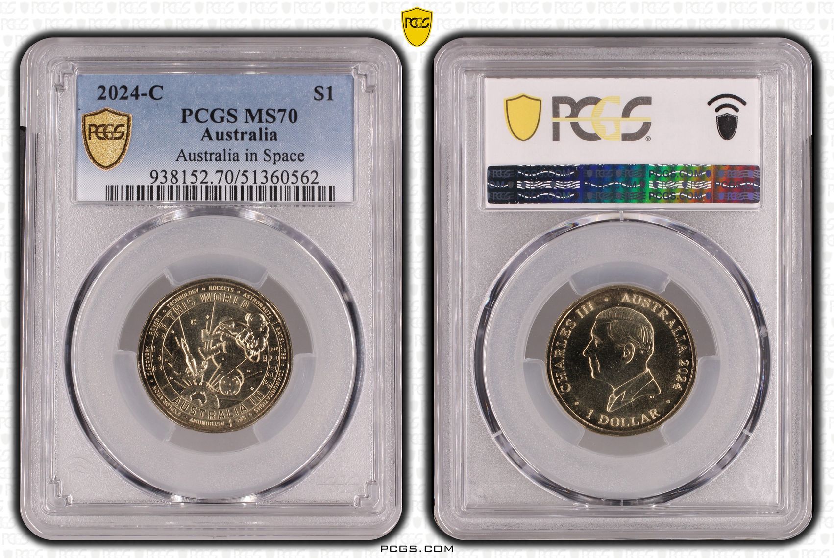 Australia in Space, POP 2/0, One Dollar, 2024-C, PCGS MS70