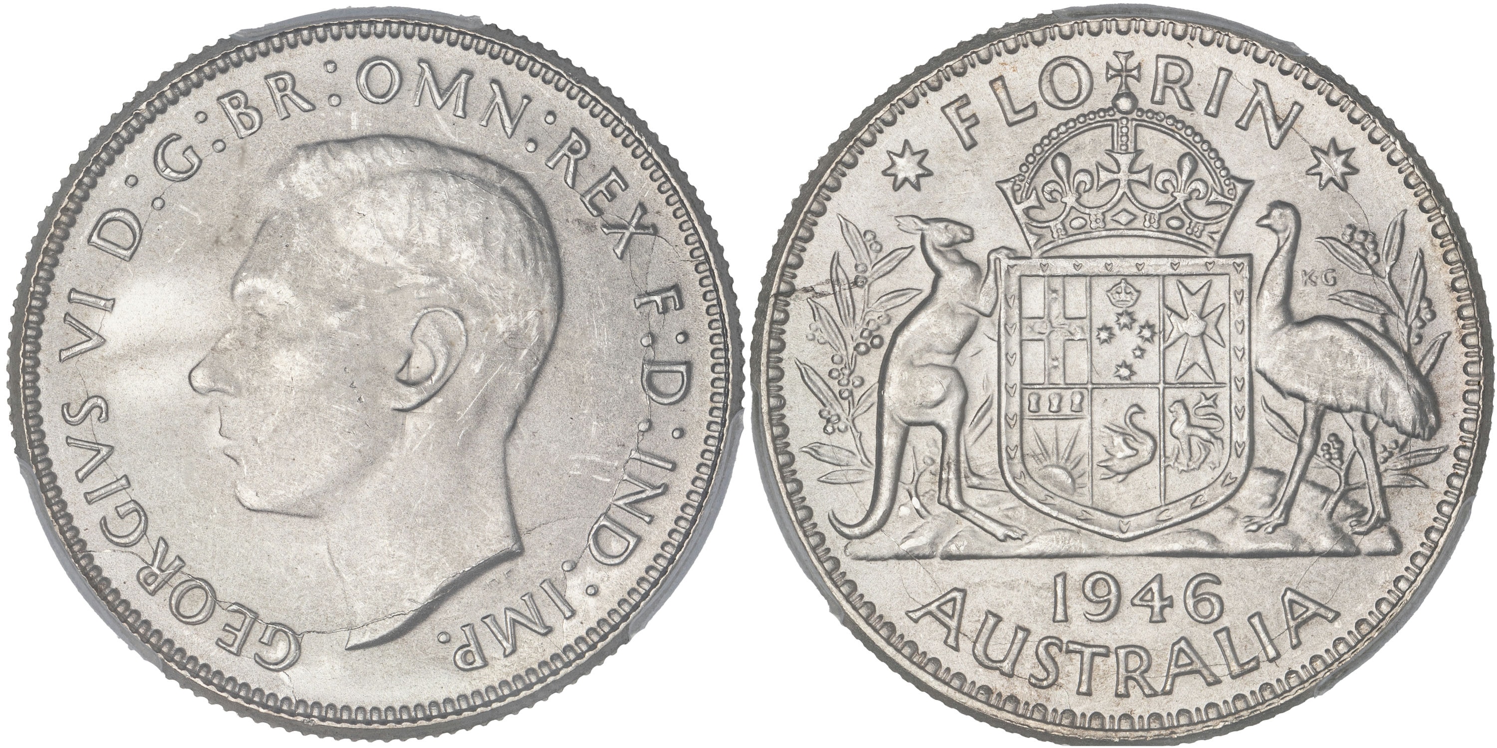 George VI, Florin, 1946, PCGS MS65
