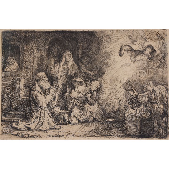 Rembrandt Van Rijn ''Angel Departing from the Family" Etching