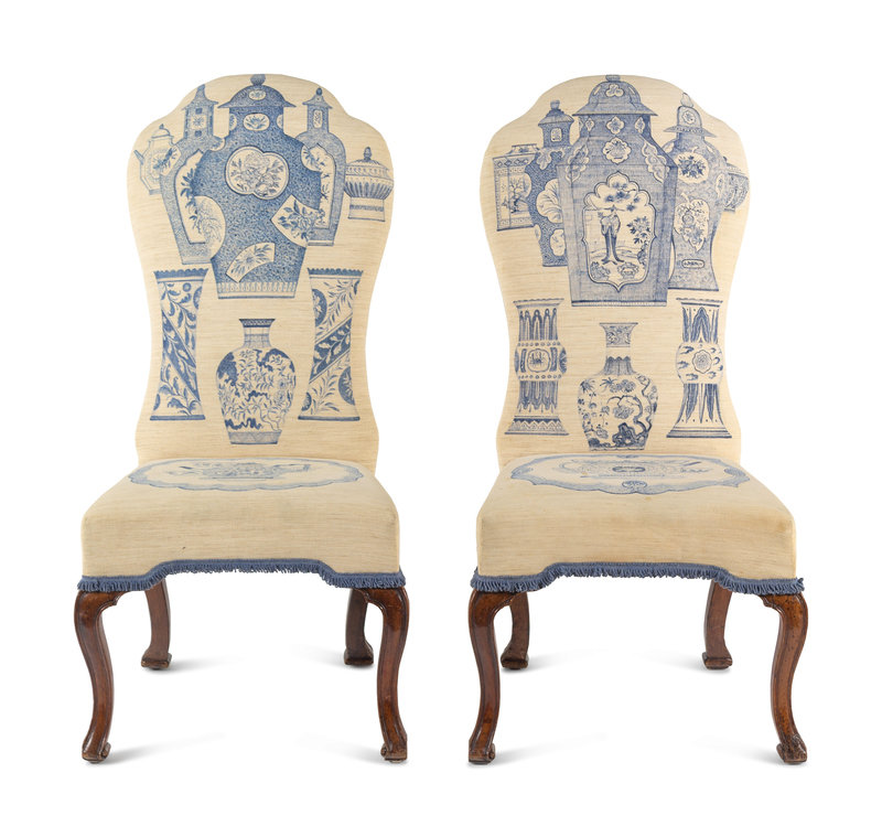 A Pair of Anglo-Dutch Walnut Side Chairs 