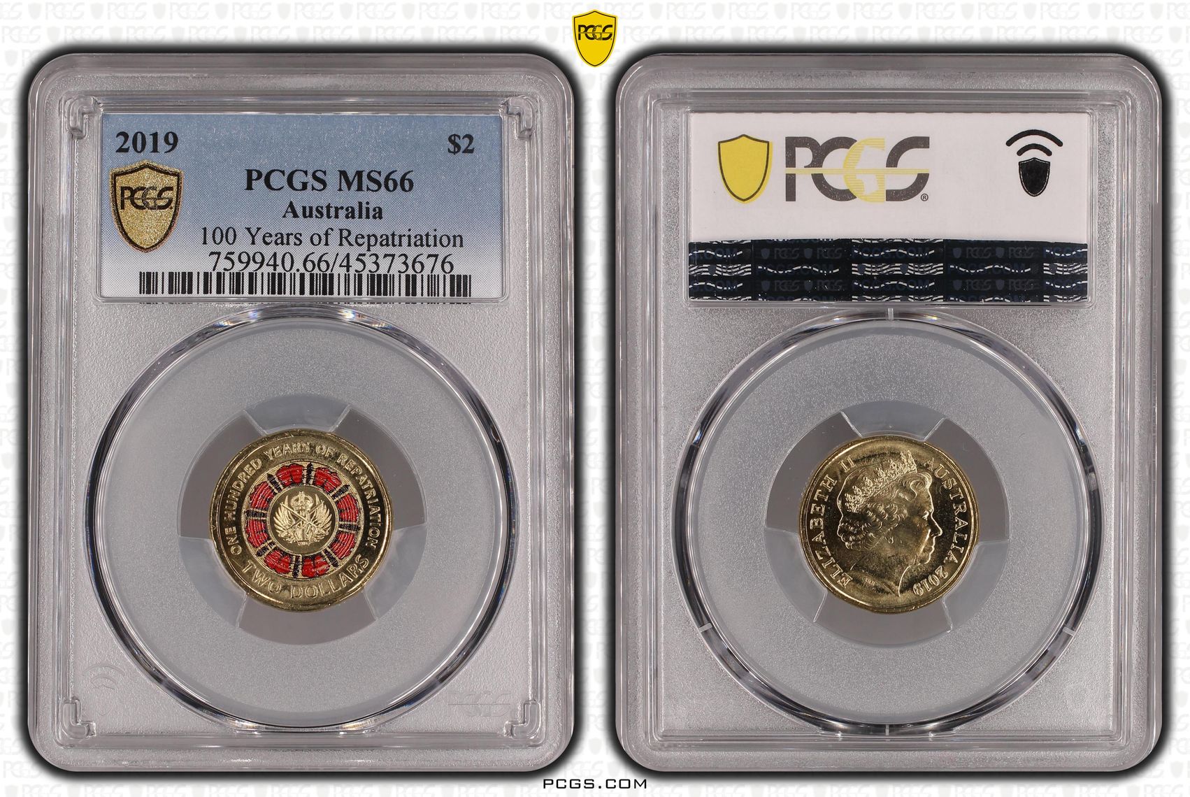 Elizabeth II, 100 Years of Repatriation - Colorized, Two Dollar, 2019, PCGS MS66