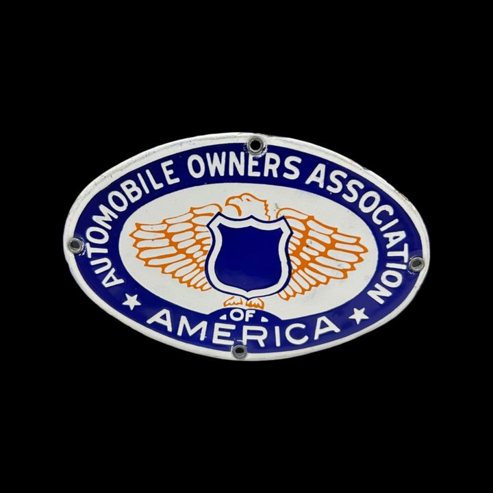 Automobile Owners Association Of American Porcelain Topper Sign