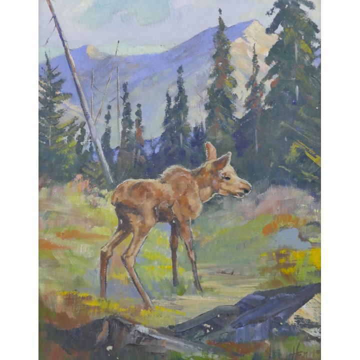 Ellen Henne Goodale ''Alaskan Moose Calf'' Oil